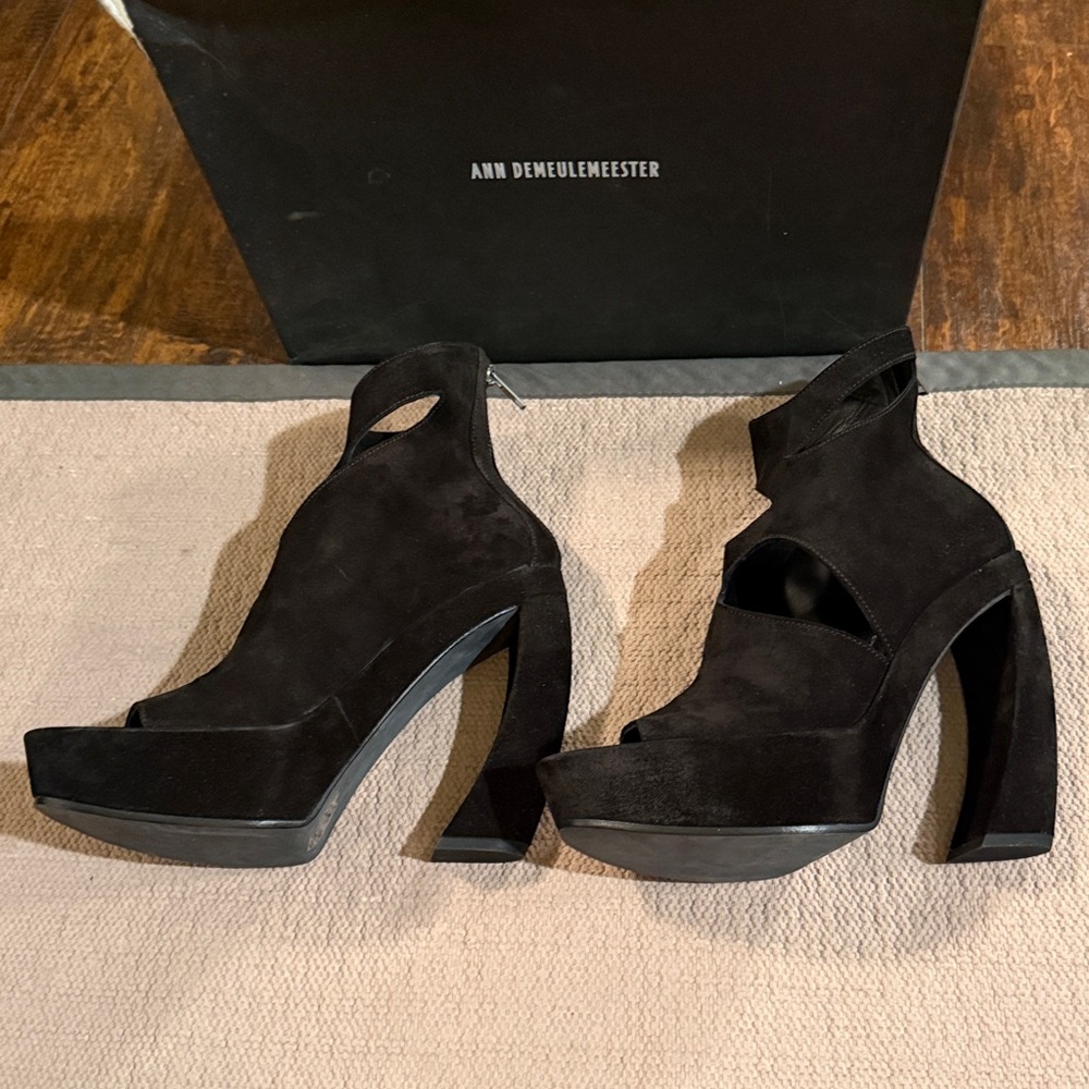 Ann Demeulemeester platform heels suede size 9 eu39 black New